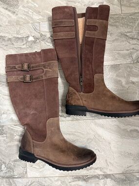 UGG Brown Suede & Leather Over-the-Calf Boots